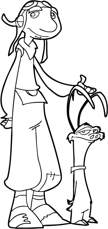 coloriage chasseur de dragons Gwizdo et hector